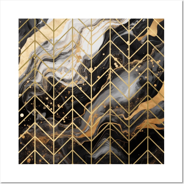 Black & Gold Marble Chevron Wall Art by Creating Happiness